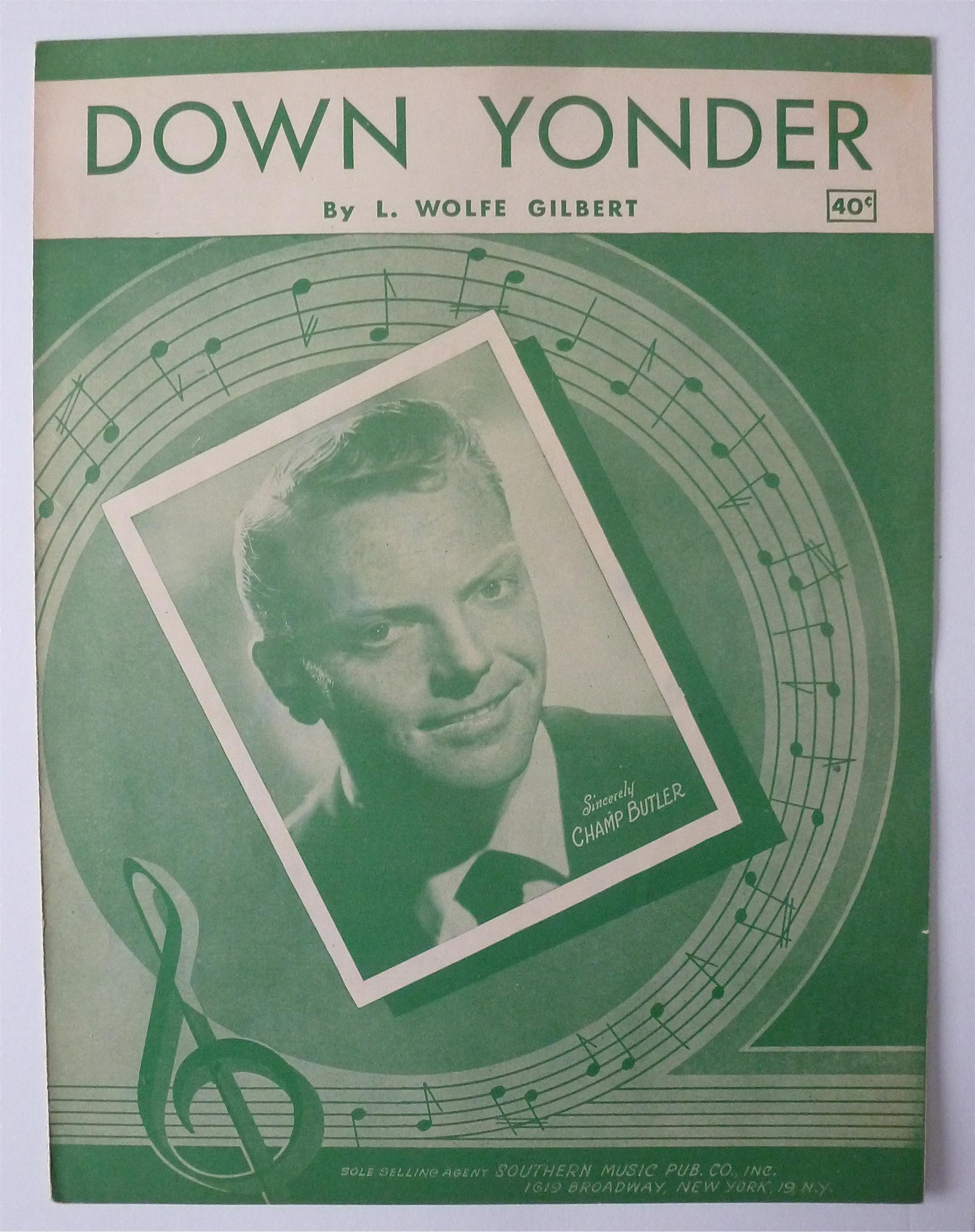 Sheet Music For 1948 Down Yonder (Champ Butler Cover)