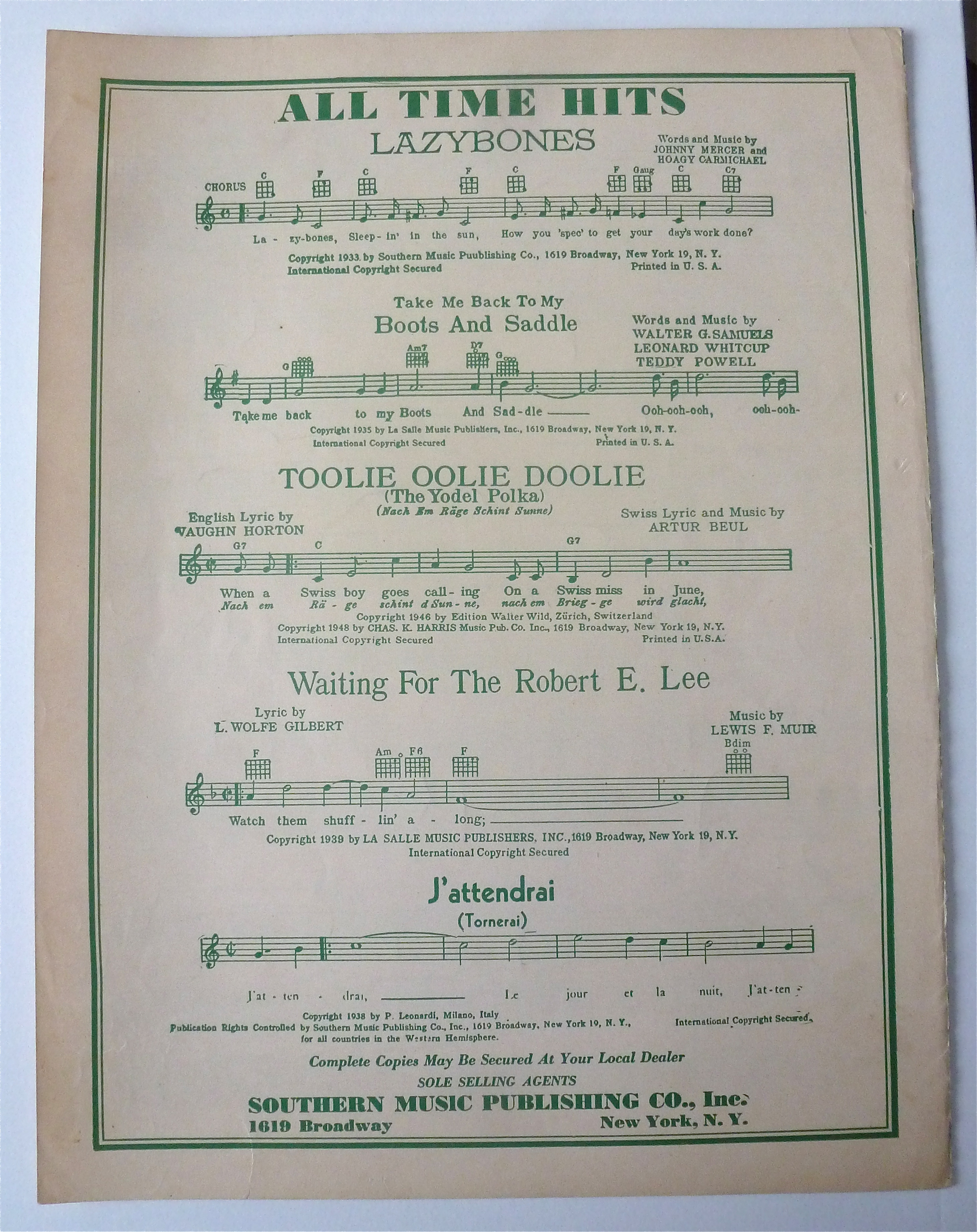 Sheet Music For 1948 Down Yonder (Champ Butler Cover)