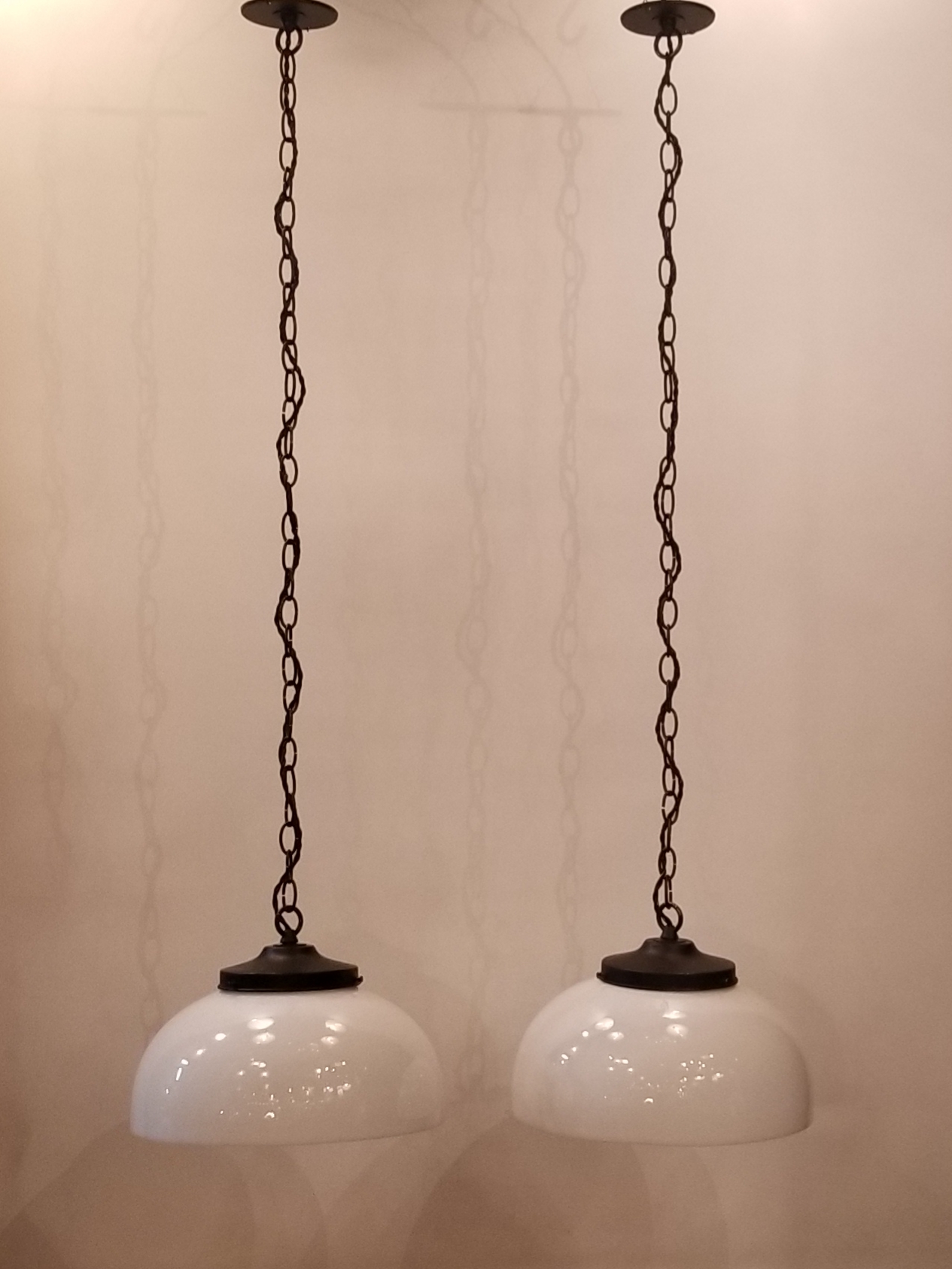 Milk glass pendant lights