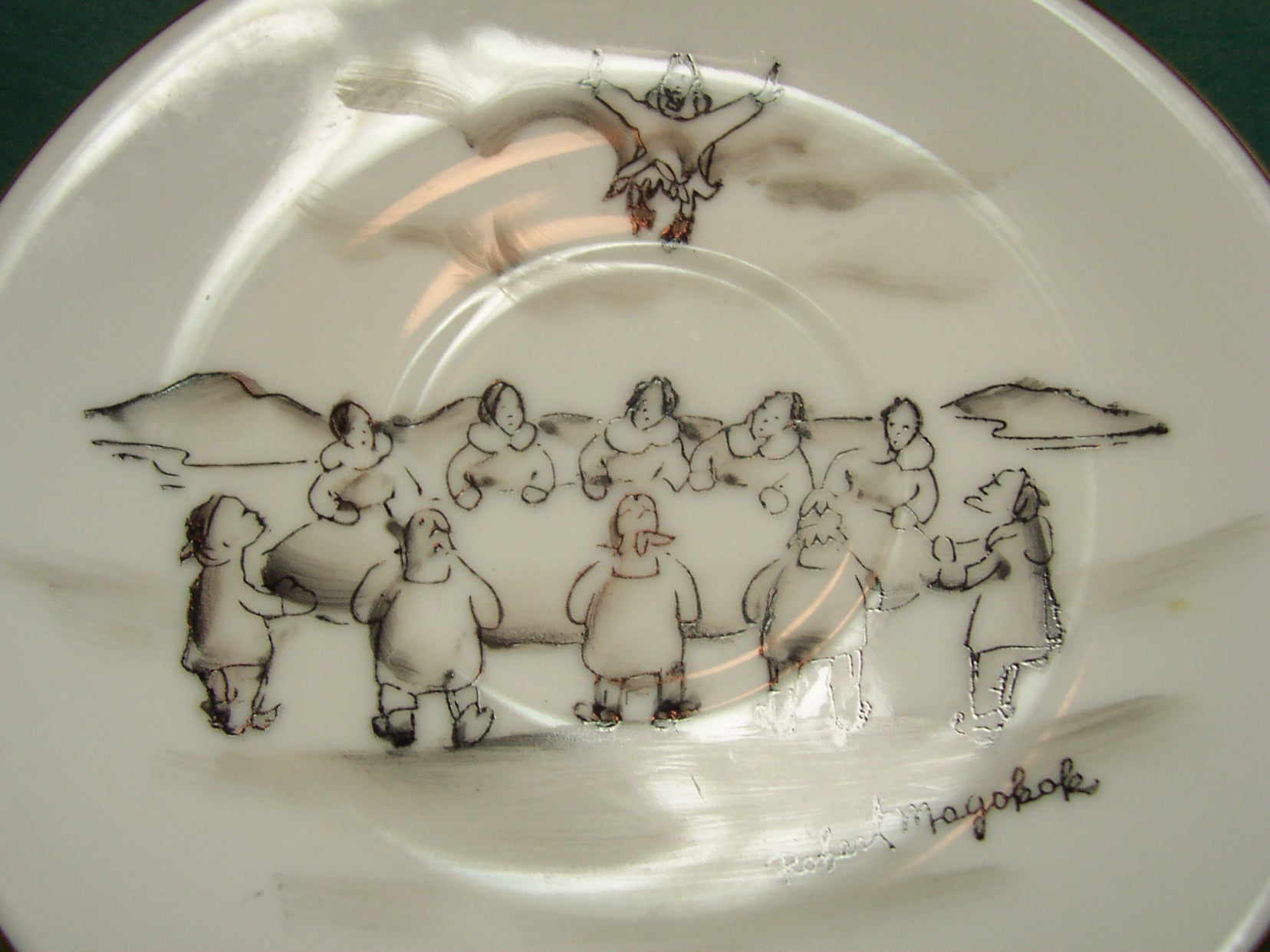 Cup and Saucer Set Signed Scenes