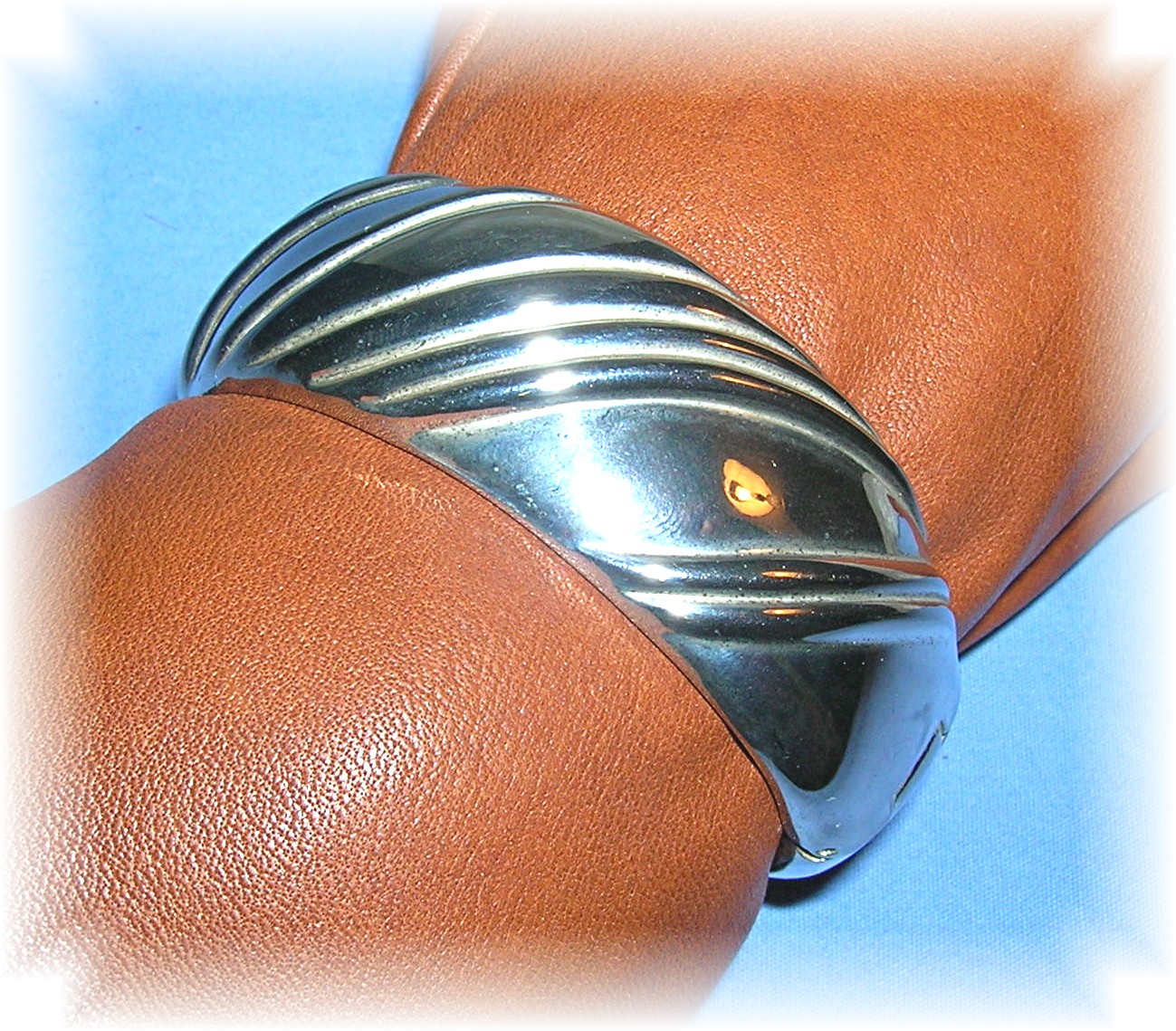 Ornate Silvertone Hinged Bangle Bracelet