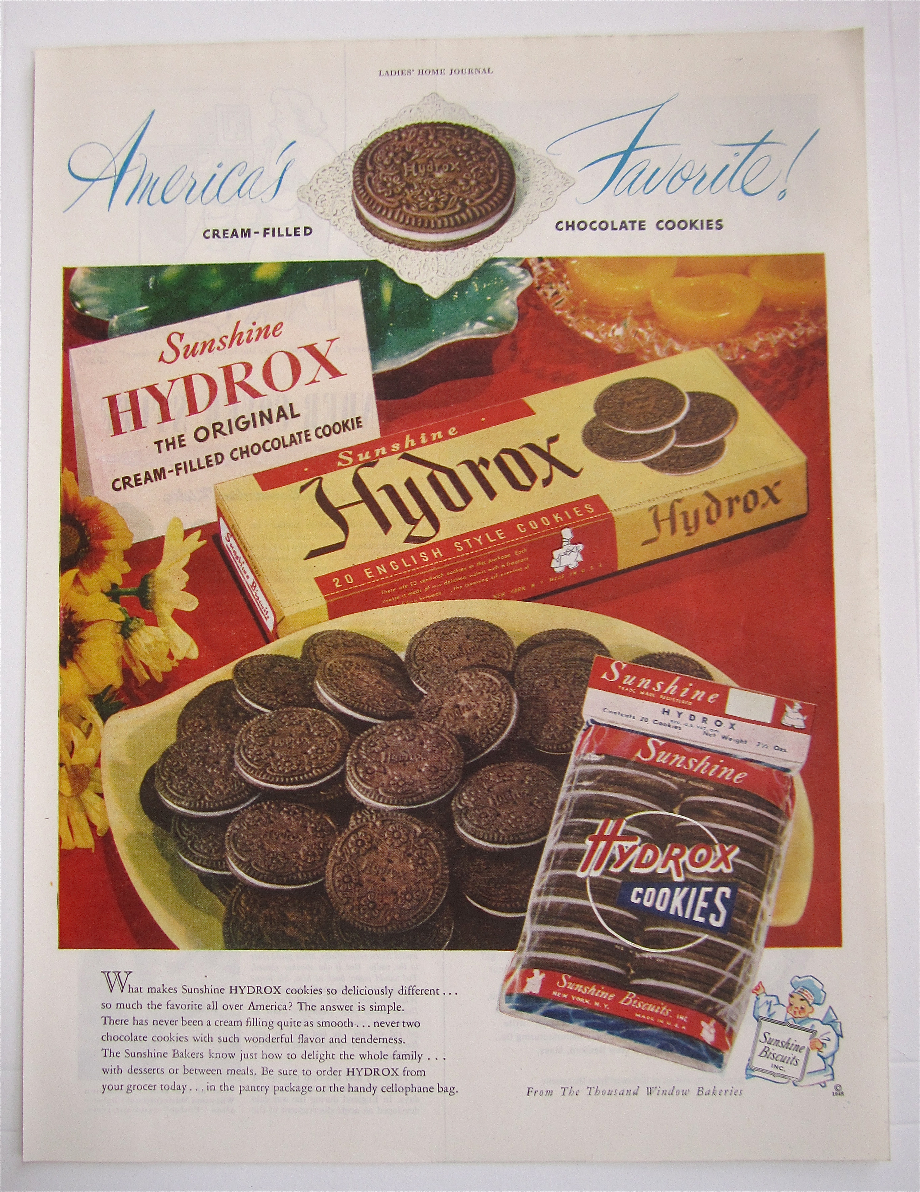 1948 Sunshine Hydrox Cookies with Cookies on Plate