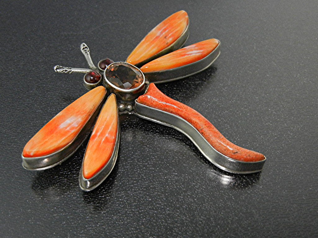 David Troutman Dragon Fly Spiny Sterling Silver Pin