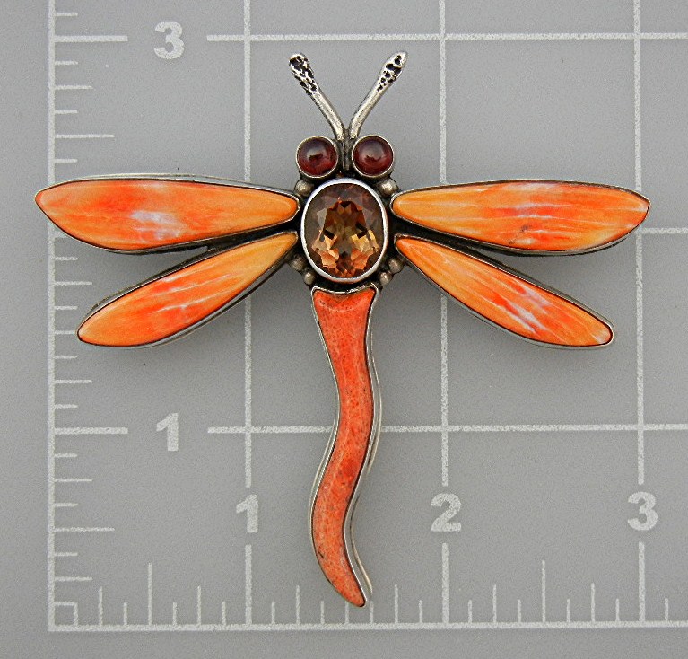 David Troutman Dragon Fly Spiny  Sterling Silver Pin