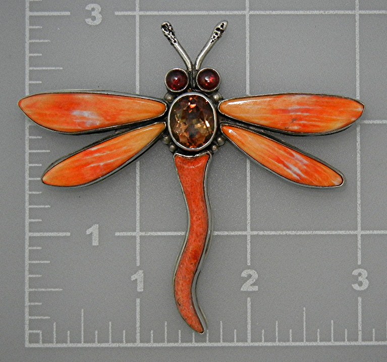 David Troutman Dragon Fly Spiny  Sterling Silver Pin