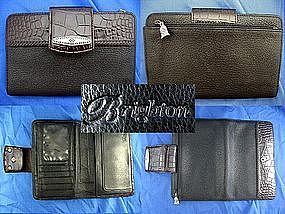 Brighton Checkbook Wallet Black Tan Leather