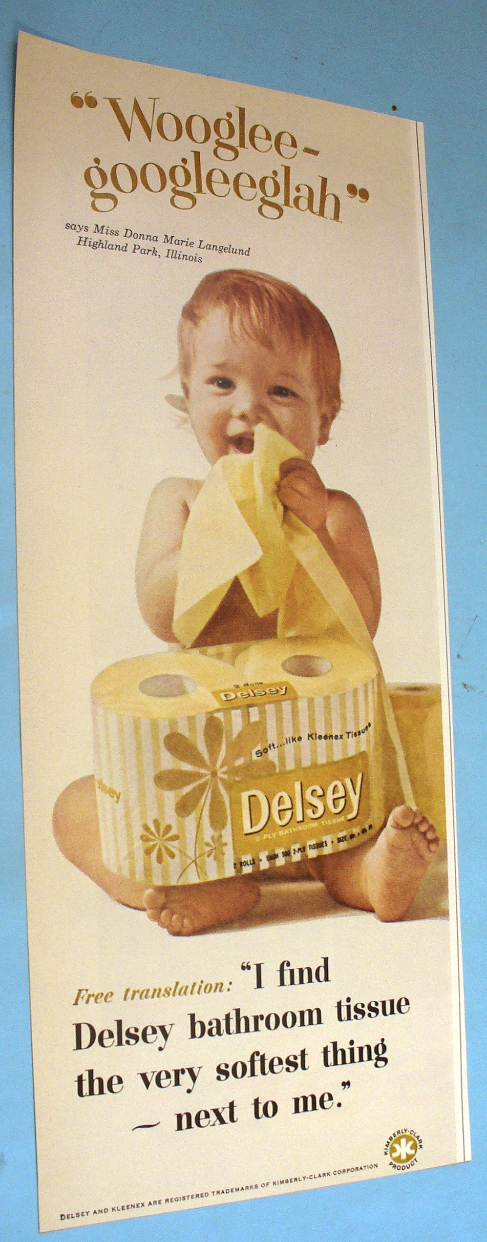 1965 Delsey Bathroom Tissue with Baby Feeling Tissue
