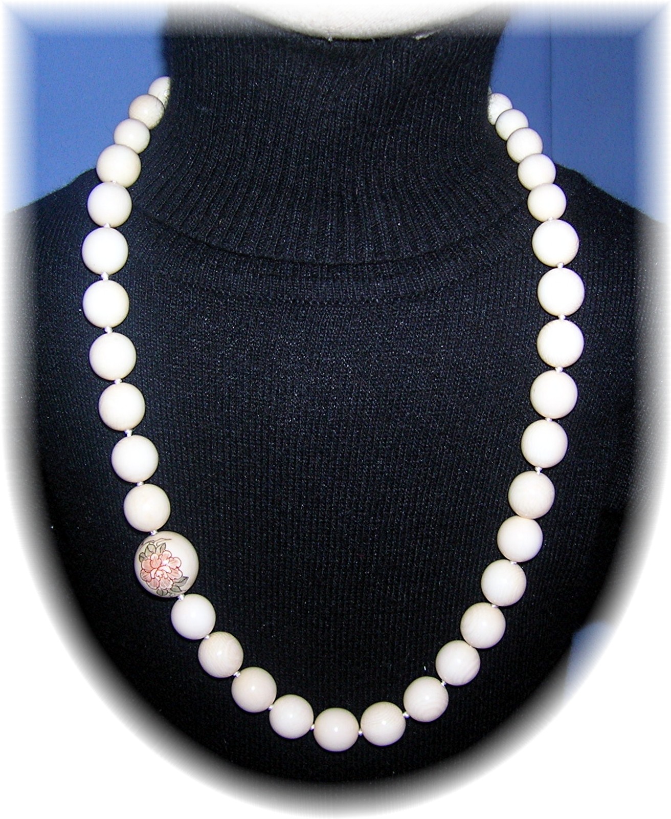 Bone Ivory bead necklace lotus flower Bead