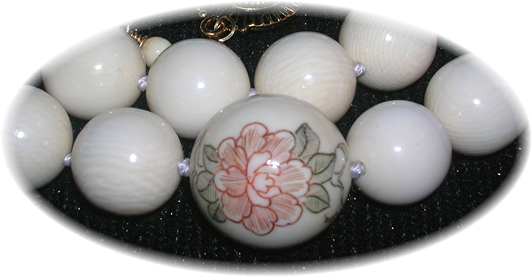 Bone Ivory bead necklace lotus flower Bead
