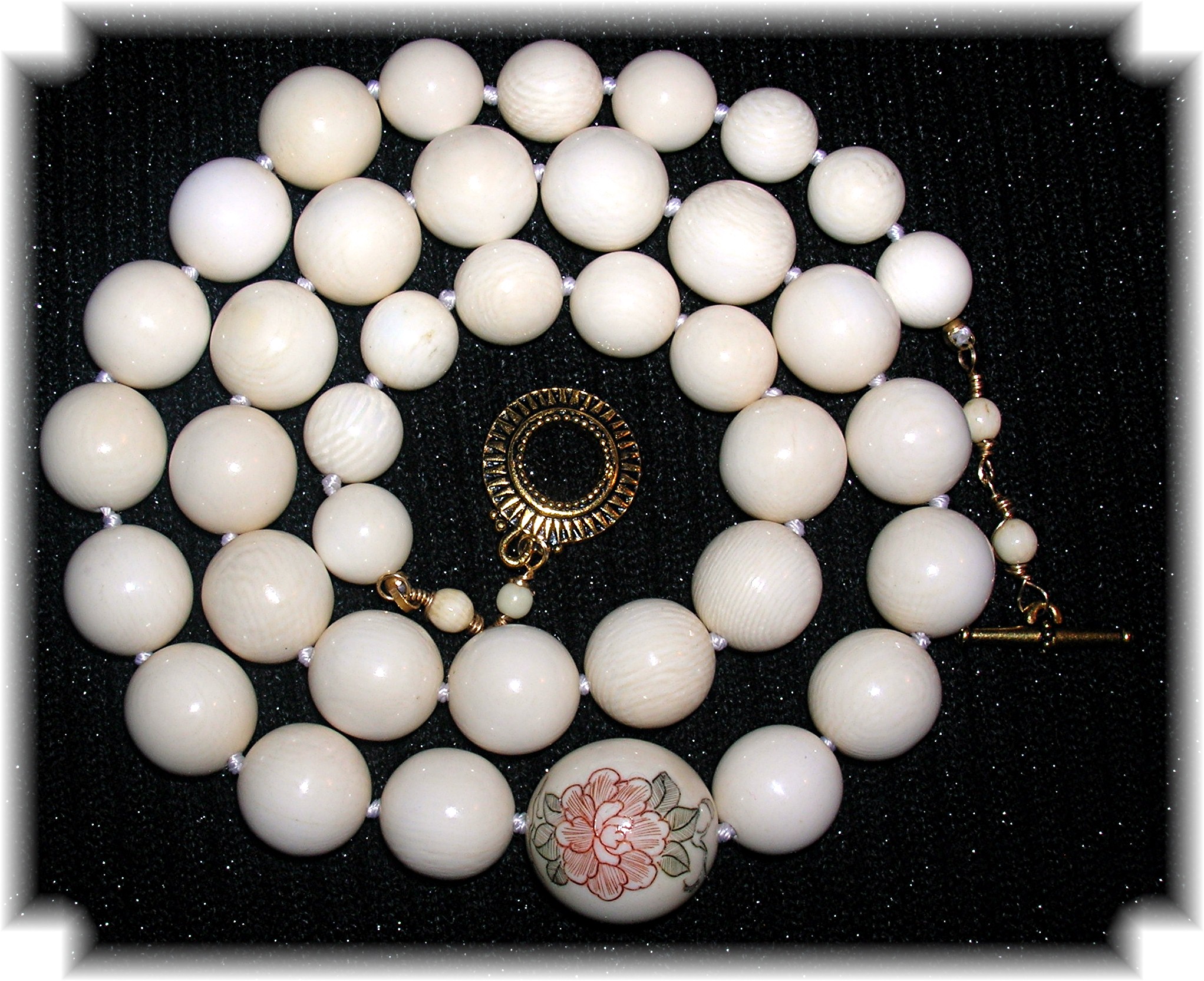 Bone Ivory bead necklace lotus flower Bead