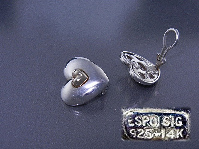 14K Gold Sterling Silver Clip Earrings Designer Espo Si
