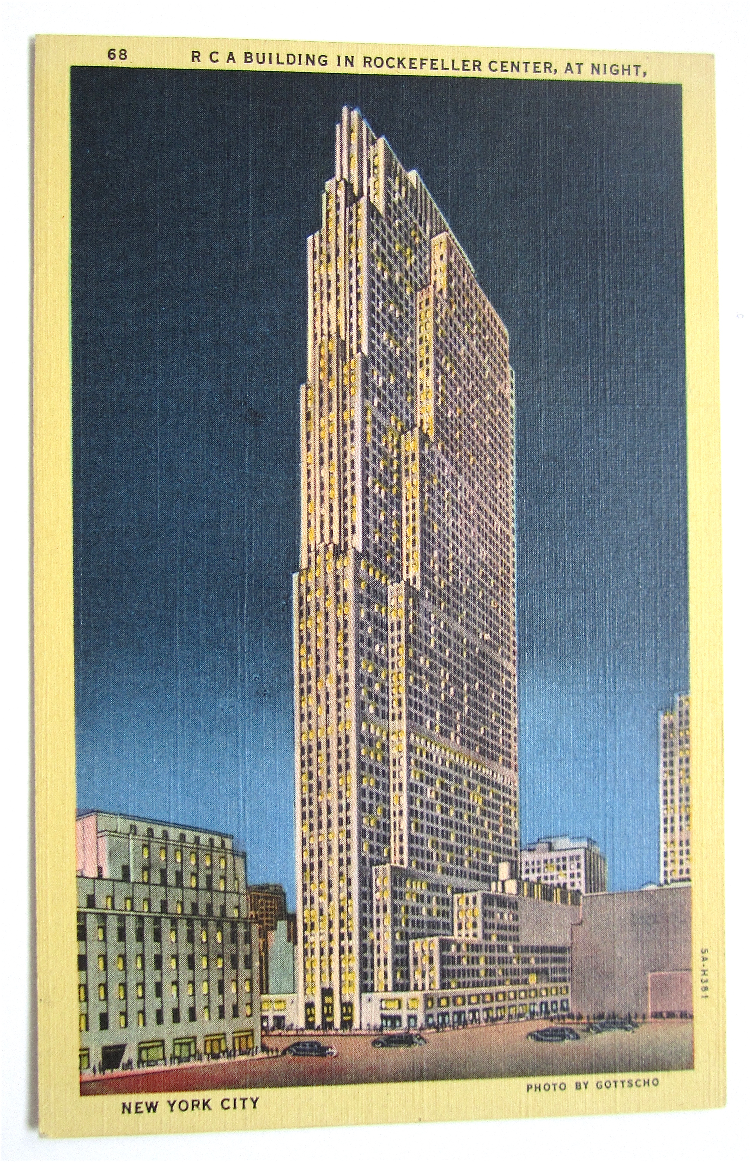 R.C.A Building In Rockefeller Center, At Night Postcard