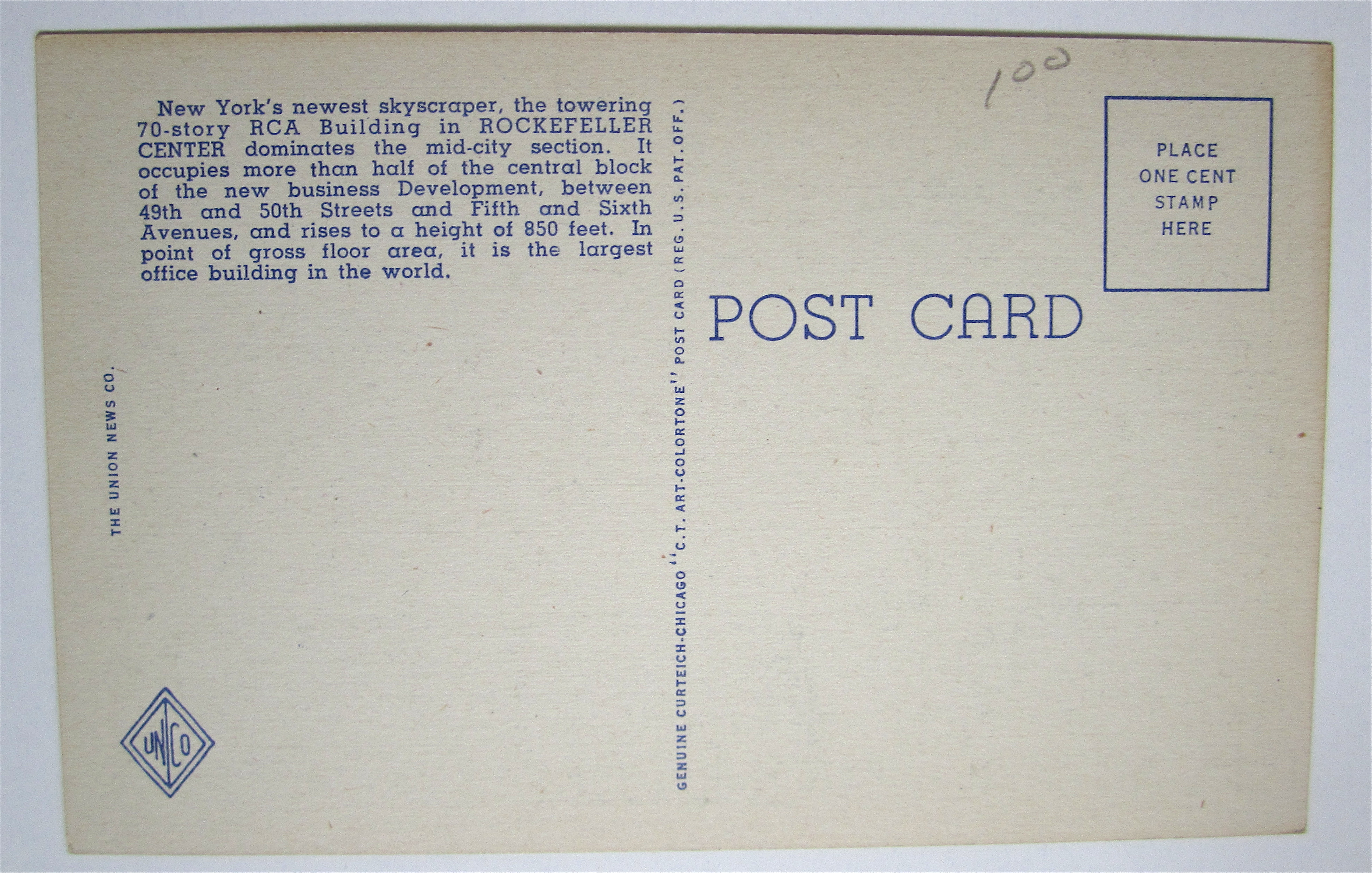 R.C.A Building In Rockefeller Center, At Night Postcard