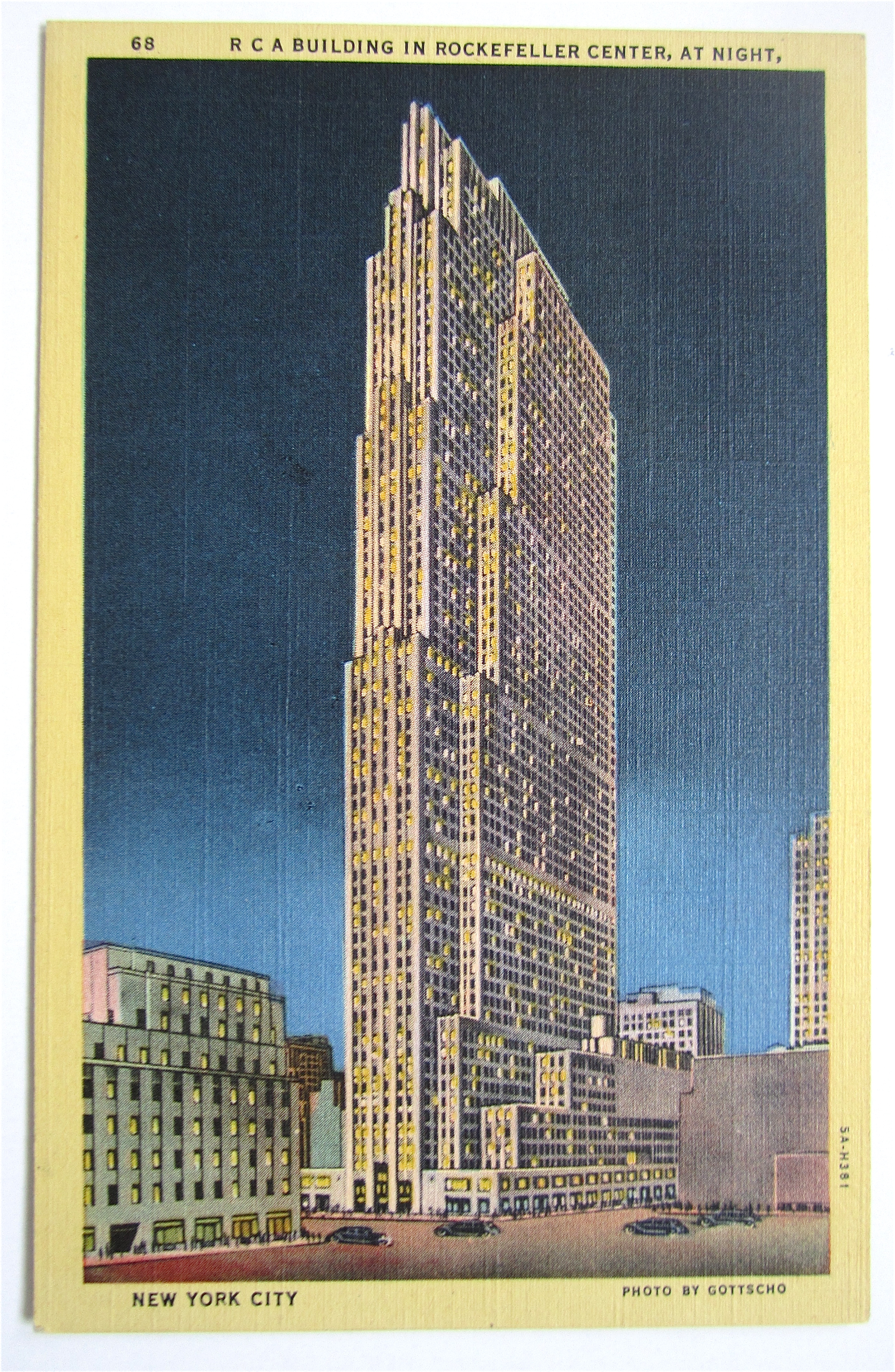 R.C.A Building In Rockefeller Center, At Night Postcard