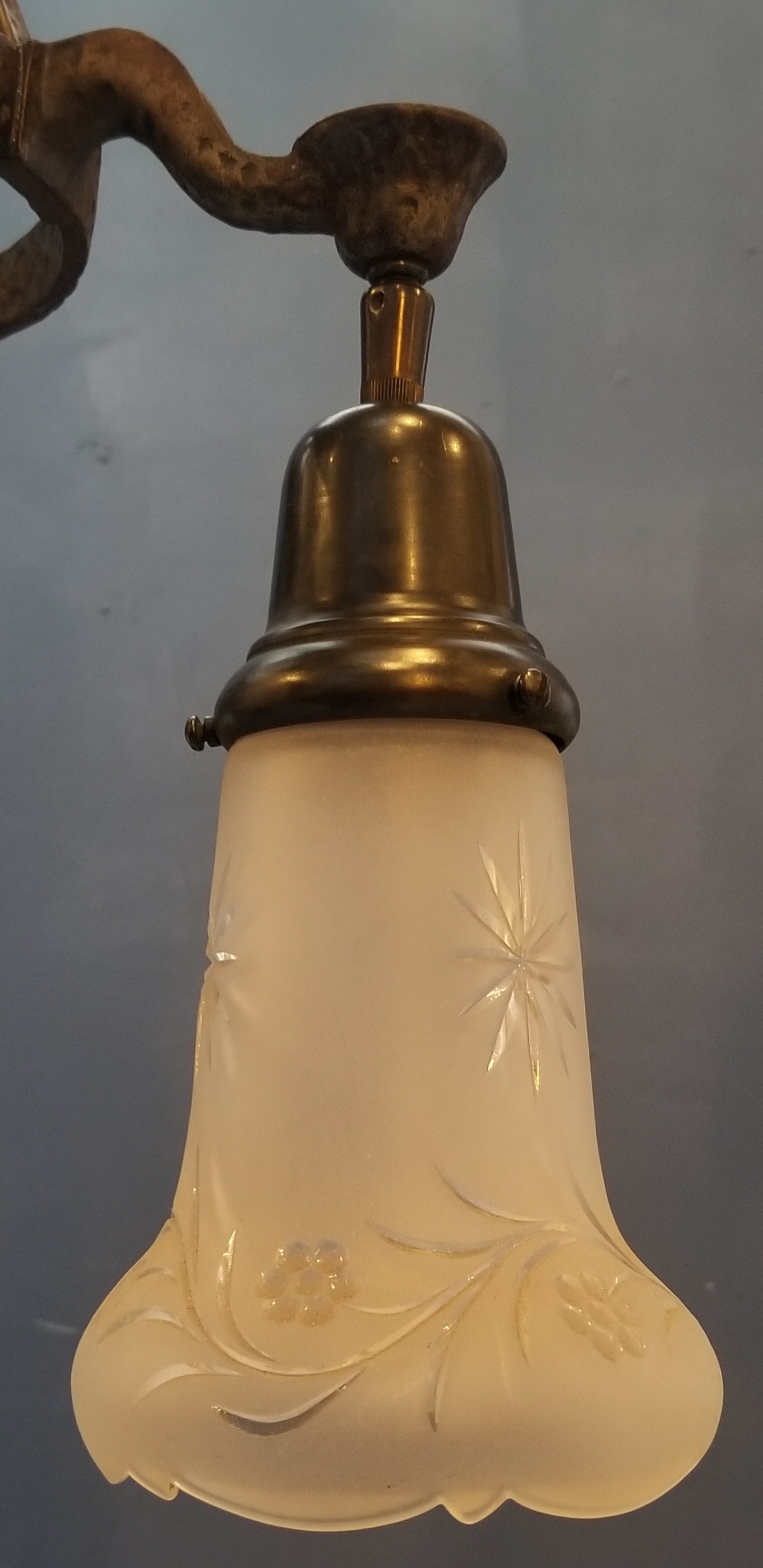 3 Arm Pendant Light  1920s