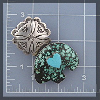 ROCKI GORMAN  Sterling Silver Turquoise Heart Bear