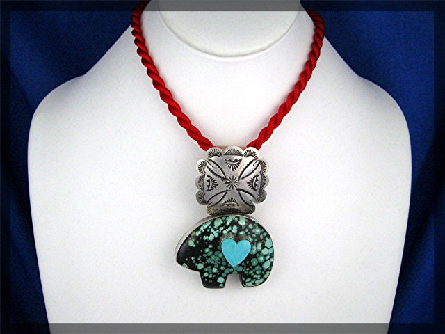 ROCKI GORMAN  Sterling Silver Turquoise Heart Bear