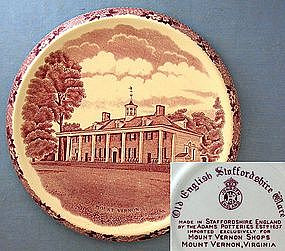 Mount Vernon souvenir plate by Adams Potteries England