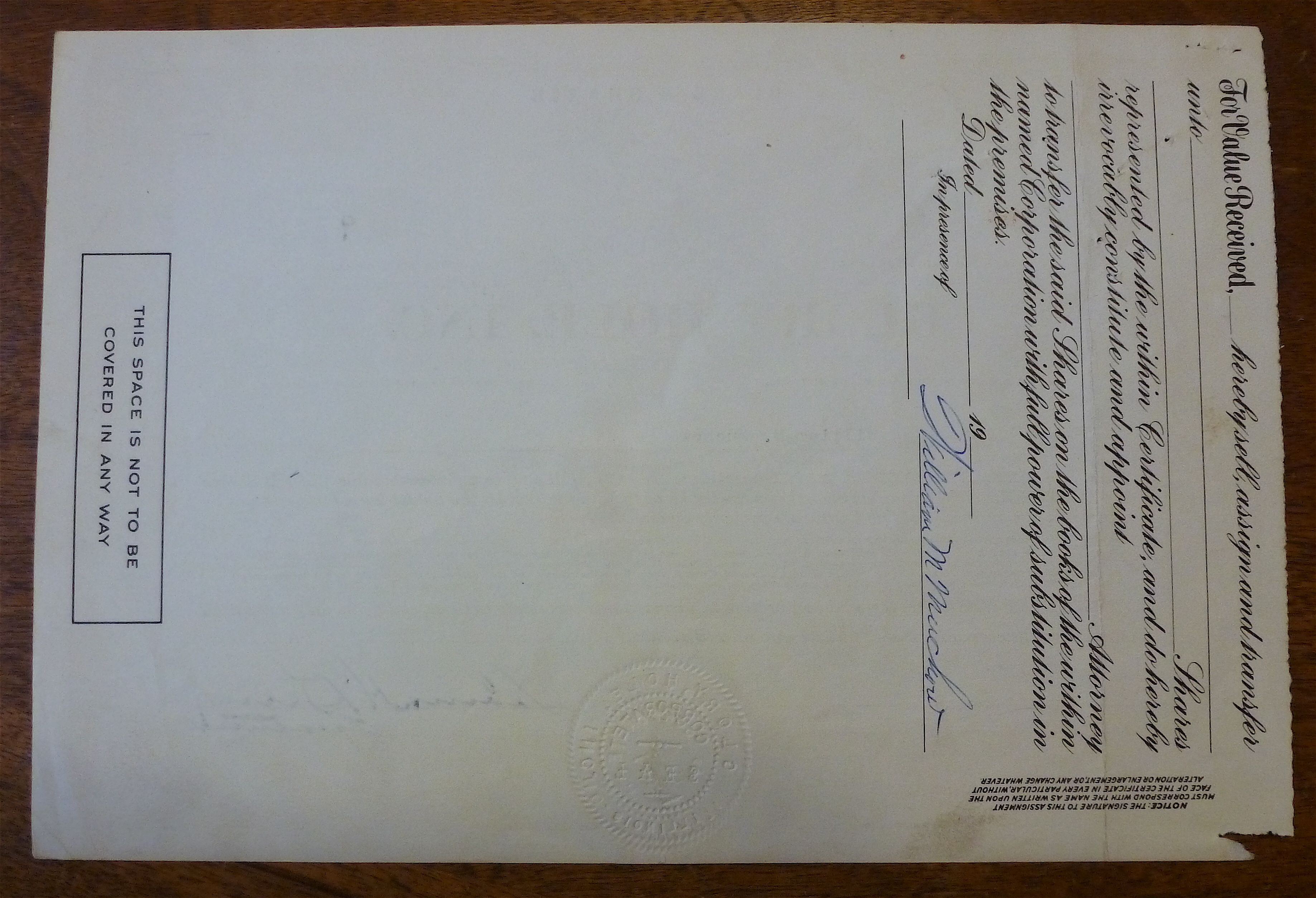 1956 Glory Hole Stock Certificate