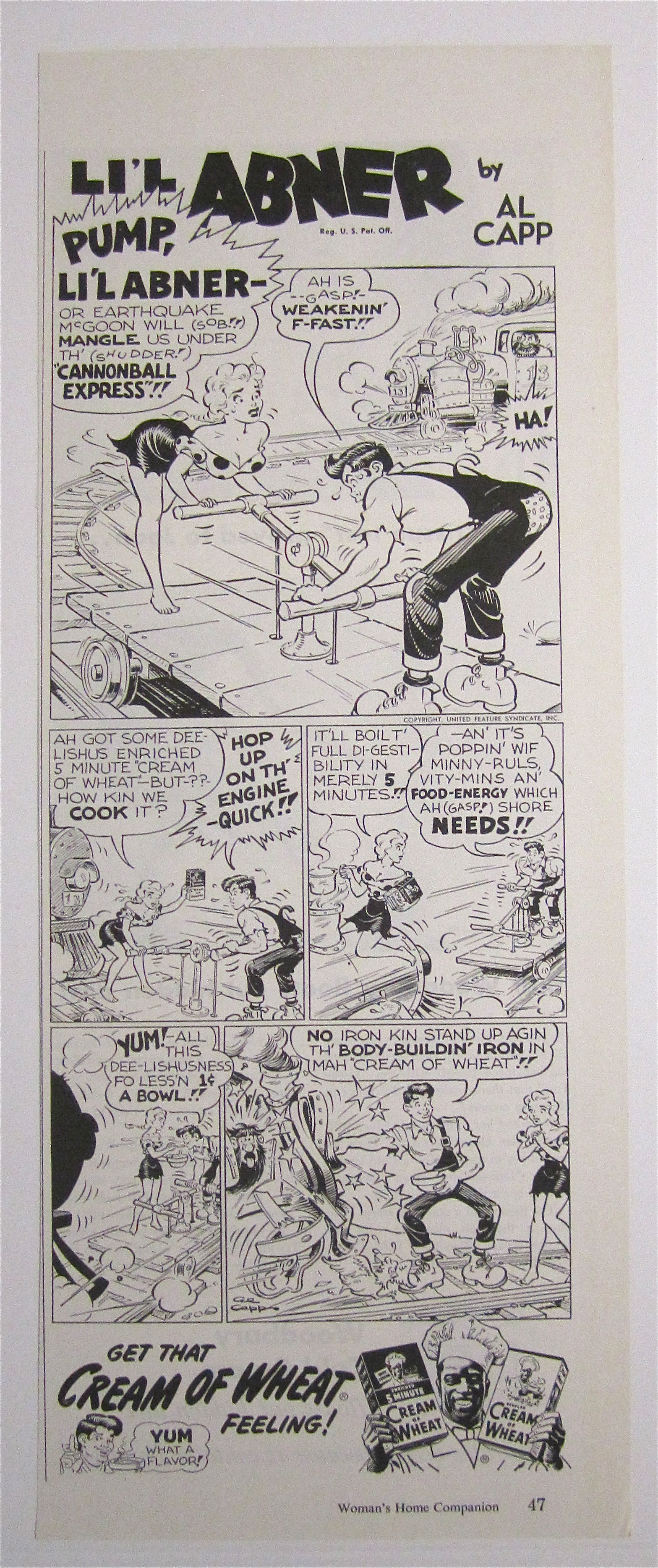 1951 Cream Of Wheat Cereal w/ Little Abner By Al Capp