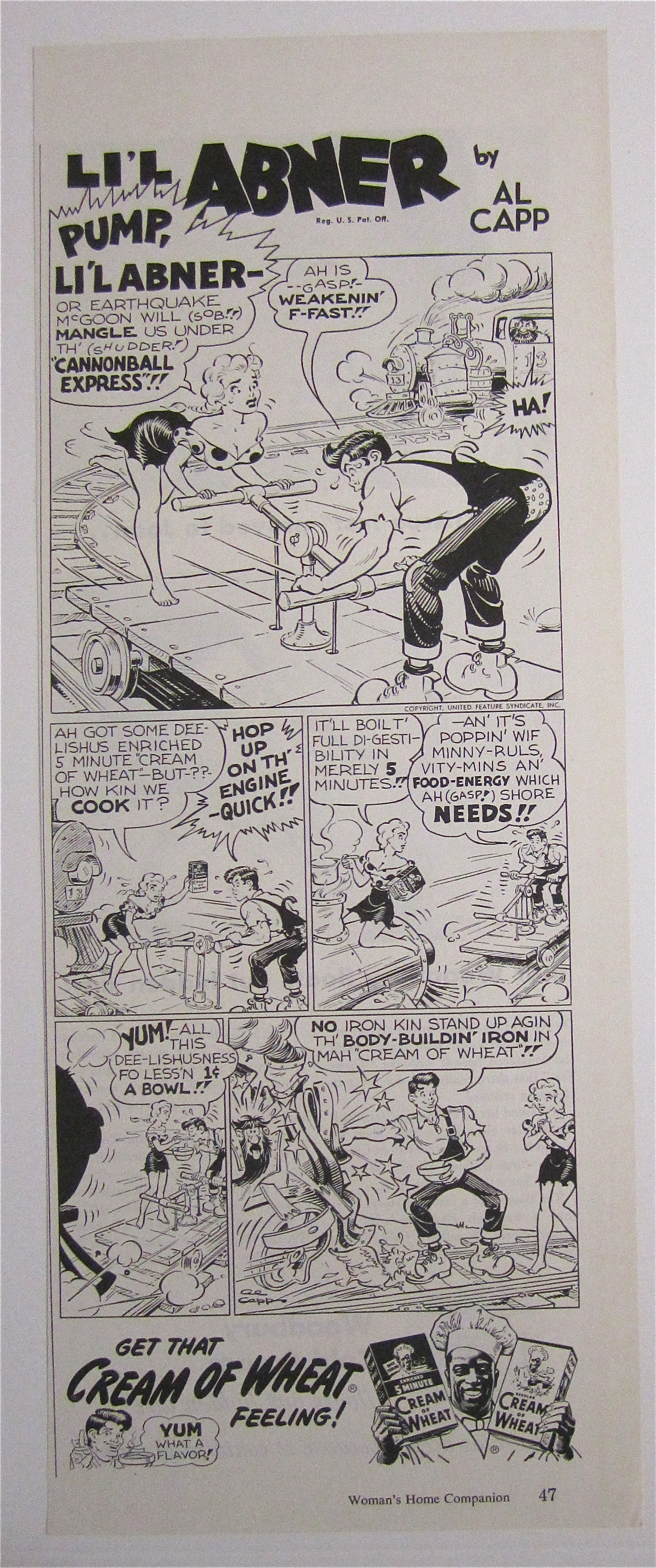 1951 Cream Of Wheat Cereal w/ Little Abner By Al Capp