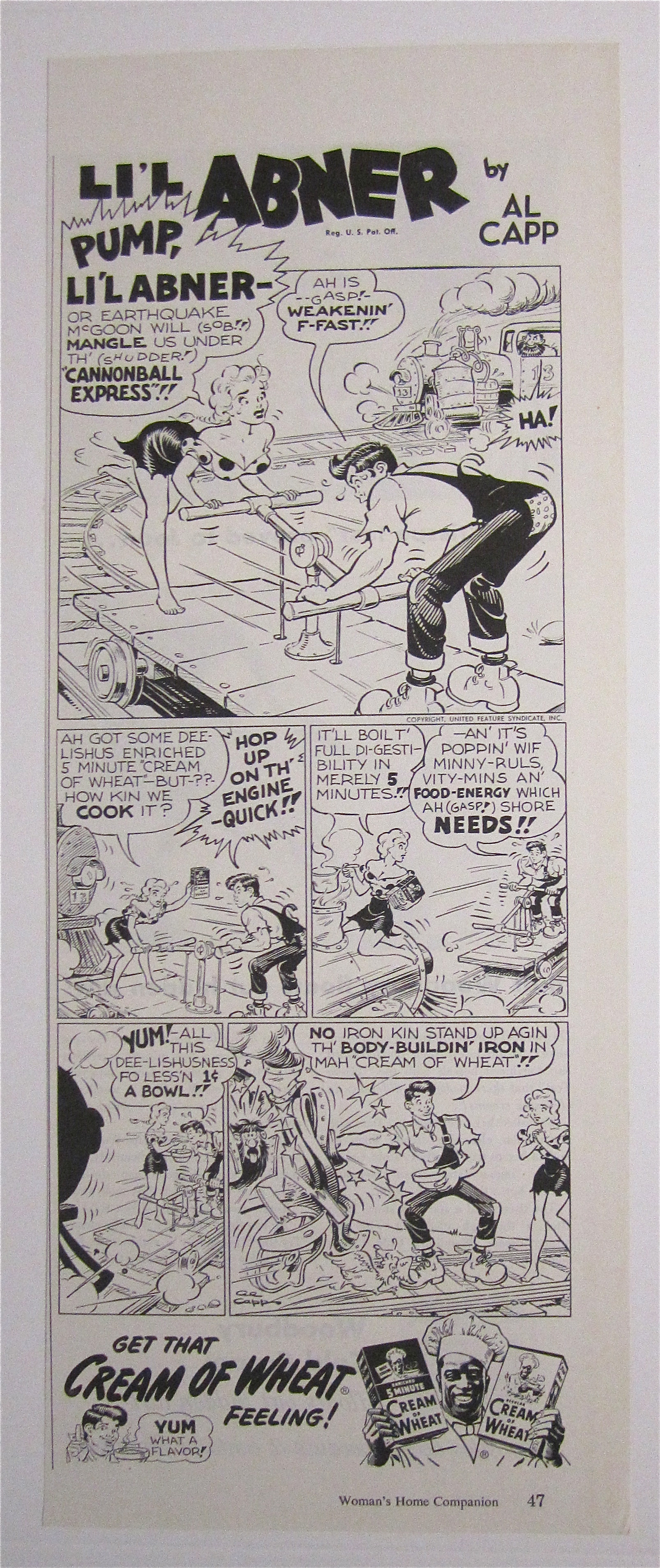 1951 Cream Of Wheat Cereal w/ Little Abner By Al Capp