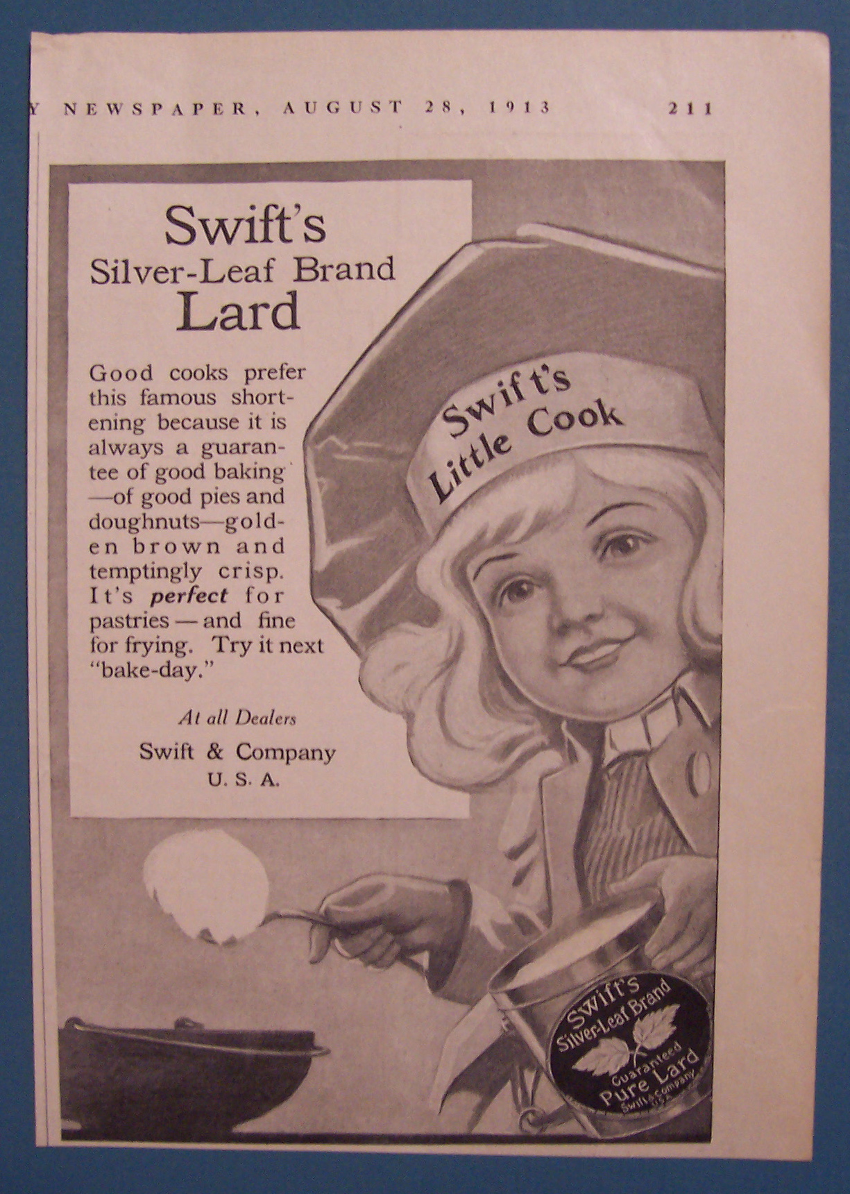 1913 Swift's Silver-Leaf Brand Lard