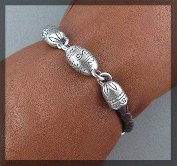 Brighton Silver Leather Bracelet Lobster Clasp