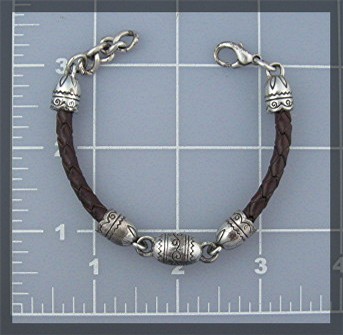 Brighton Silver Leather Bracelet Lobster Clasp