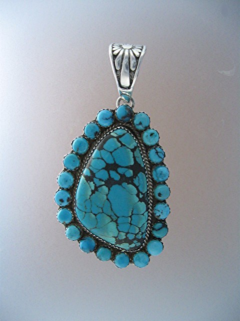 PATRICK YAZZIE Sterling Silver Turquoise Pendant