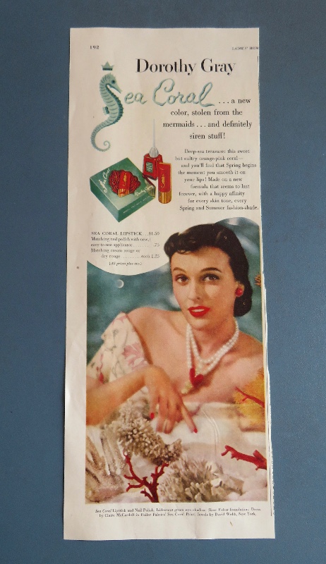 1951 Dorothy Gray Sea Coral with Lovely Woman Wearing Lipstick