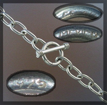 Sterling Silver Toggle Clasp Chain Link  Necklace Mexic
