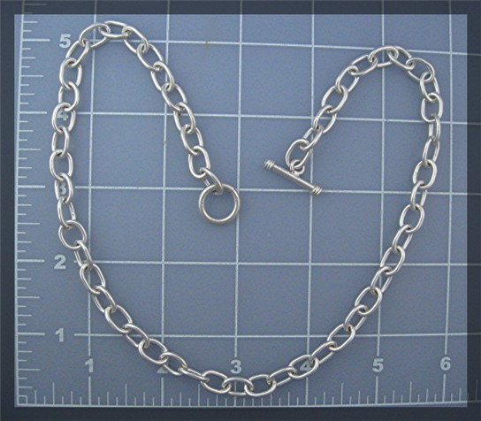 Sterling Silver Toggle Clasp Chain Link  Necklace Mexic