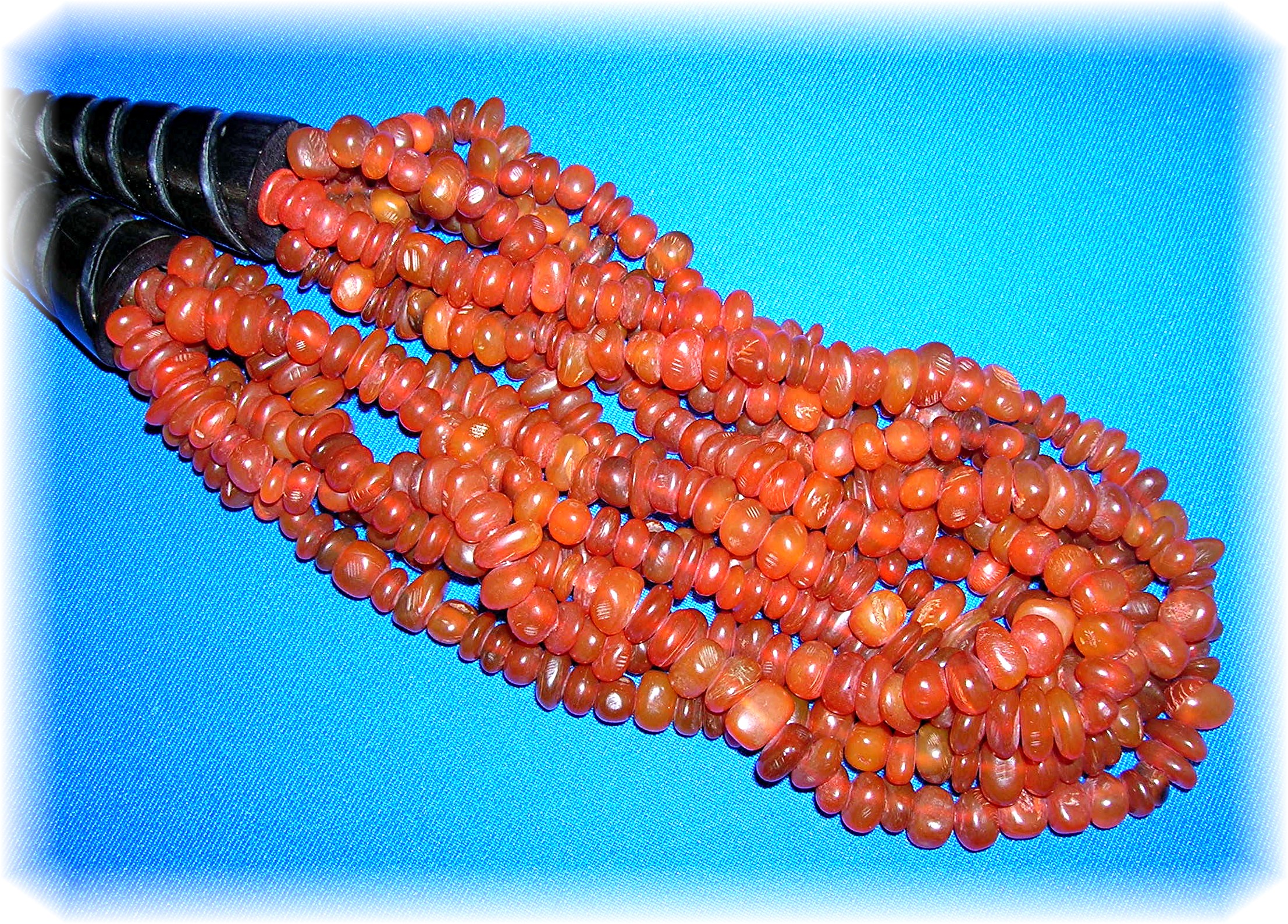 6 Strand Amber ? Horn Bead Ethnic  Necklace
