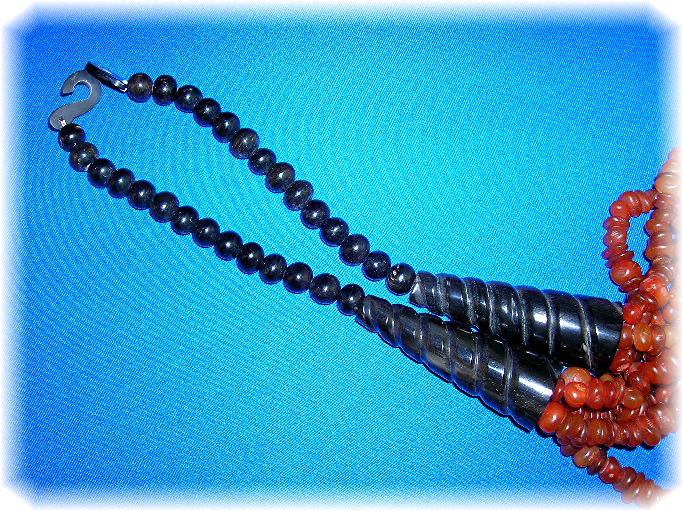 6 Strand Amber ? Horn Bead Ethnic  Necklace