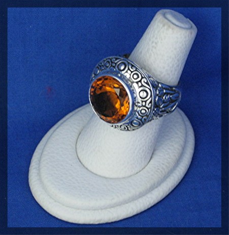Citrine Pebble Design Sterling Silver  Flowers Ring