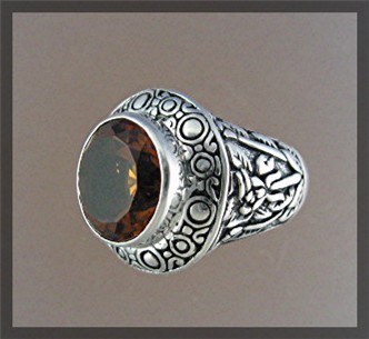 Citrine Pebble Design Sterling Silver  Flowers Ring