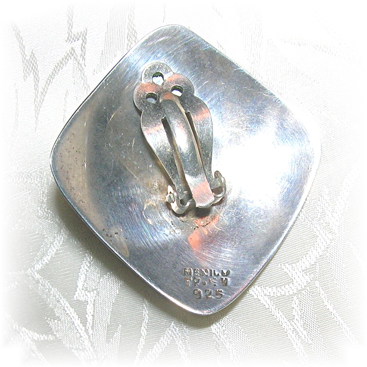 Earrings Sterling Silver Black Onyx Mexico Clips