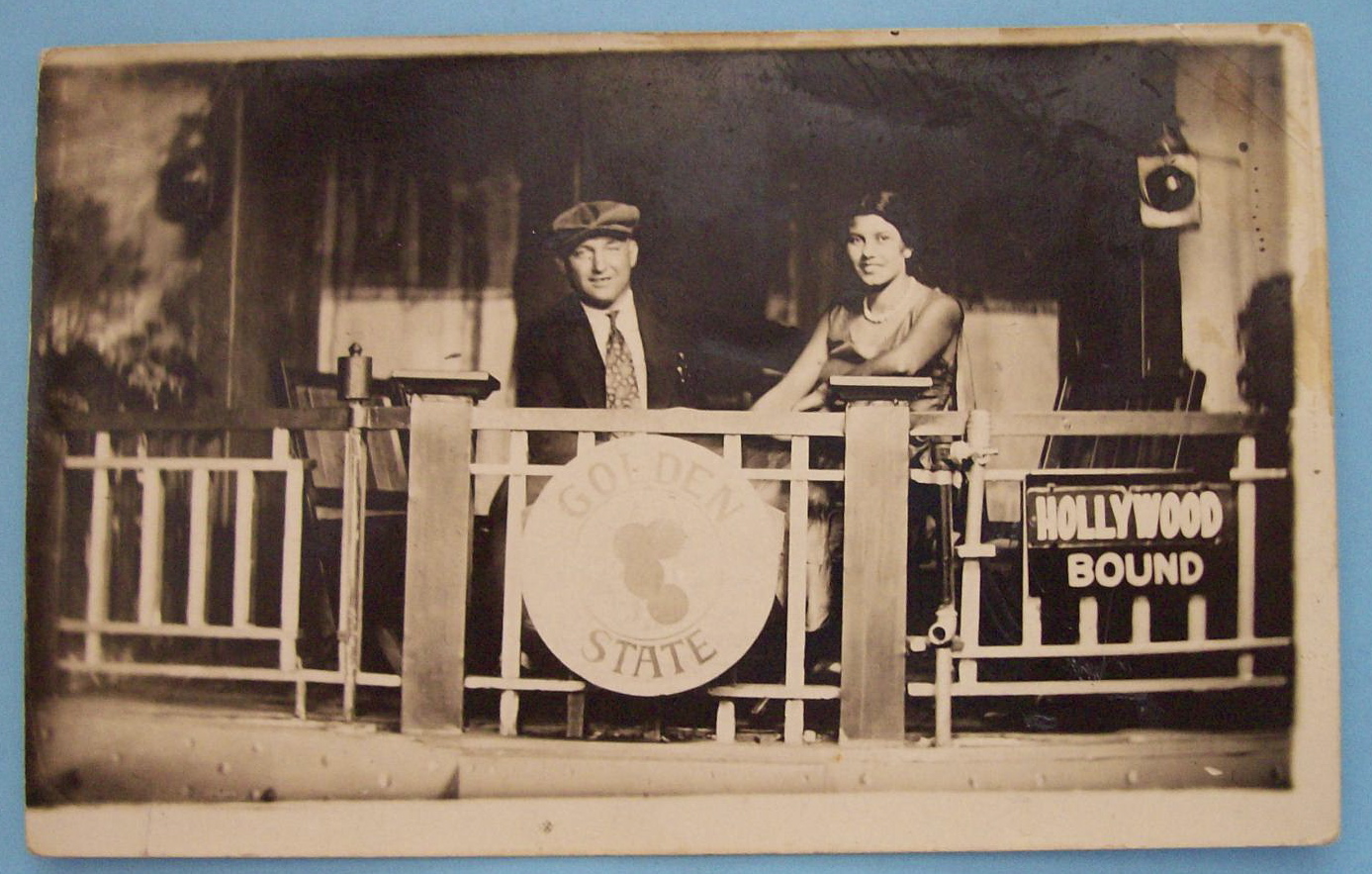Man & Woman On Train Picture Postcard (Riverview Park)
