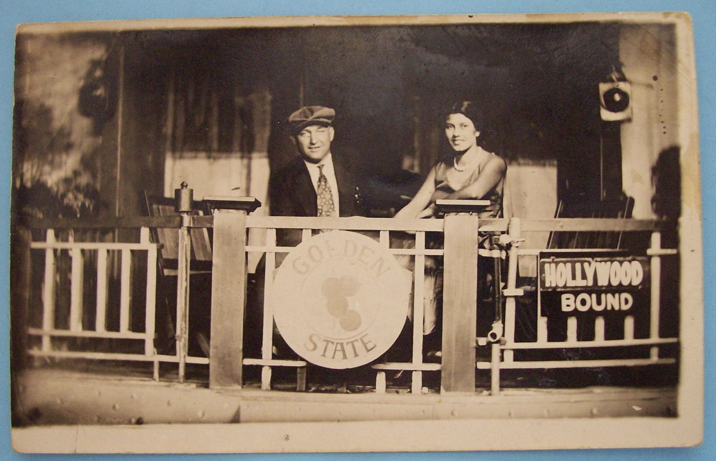 Man & Woman On Train Picture Postcard (Riverview Park)