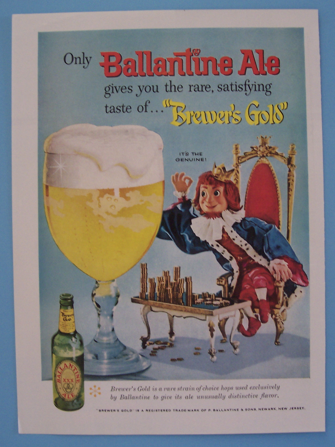 1958 Ballantine Ale with King Counting His Gold