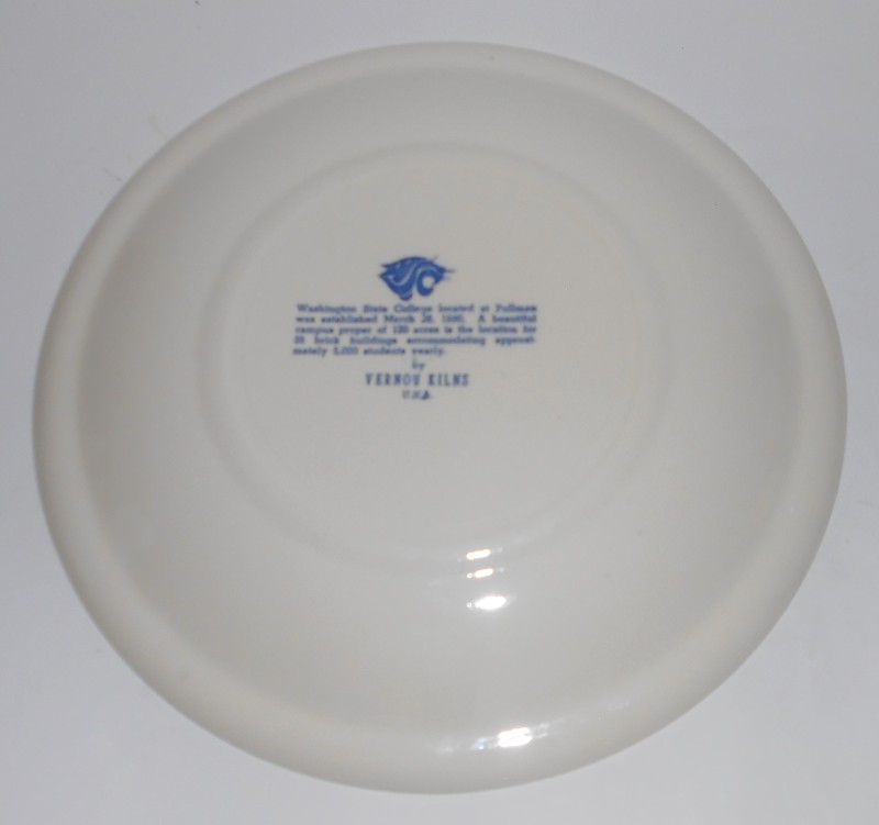Vernon Kilns Pottery The State College of Washington Commemorative Plate - WSU