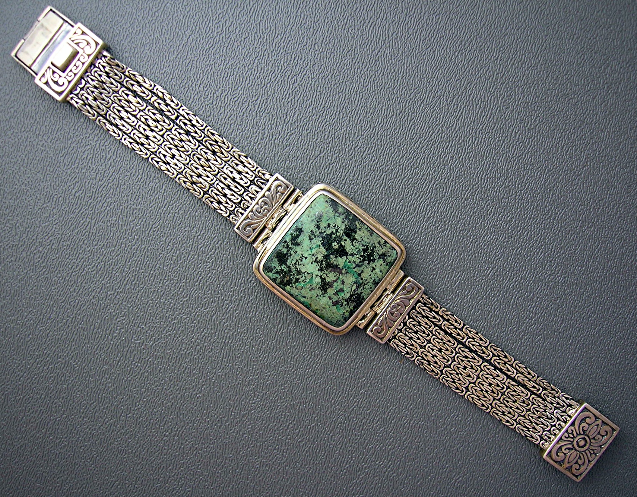 Turquoise Sterling Silver Bracelet Signed MILO