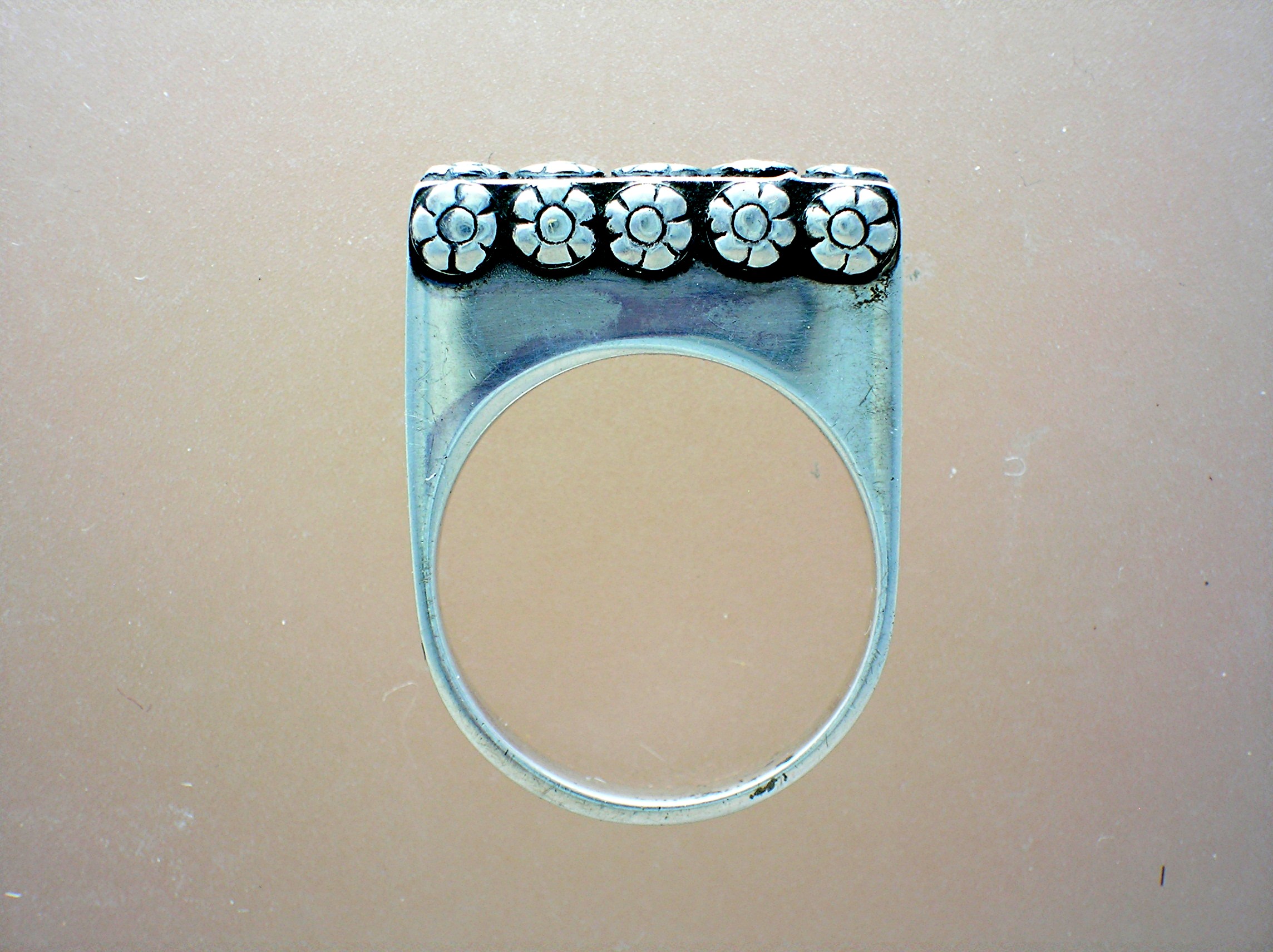 Sterling Silver High Set Ring With Flowers