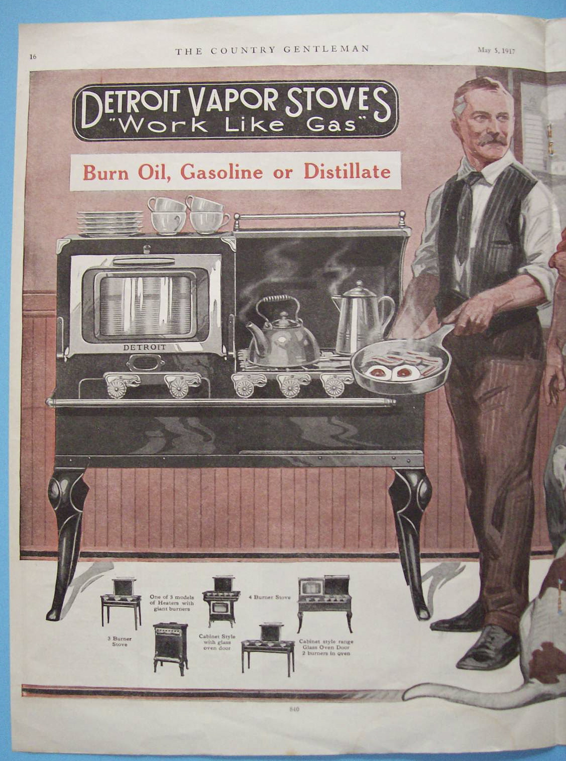 1917 Detroit Vapor Stoves with Two Men by Stove