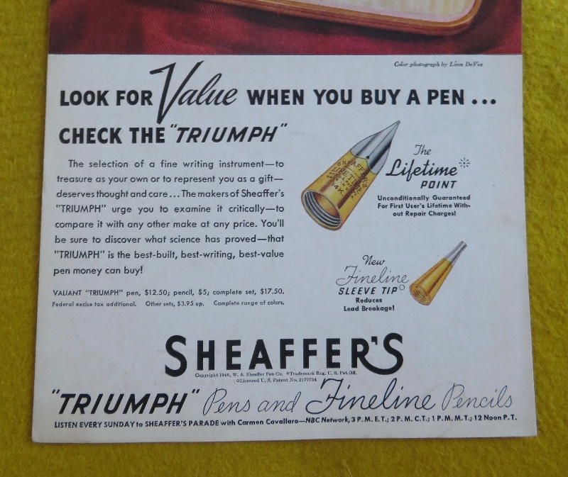 1946 Sheaffer's Pens With The Triumph Pens & Fine Line Pencils