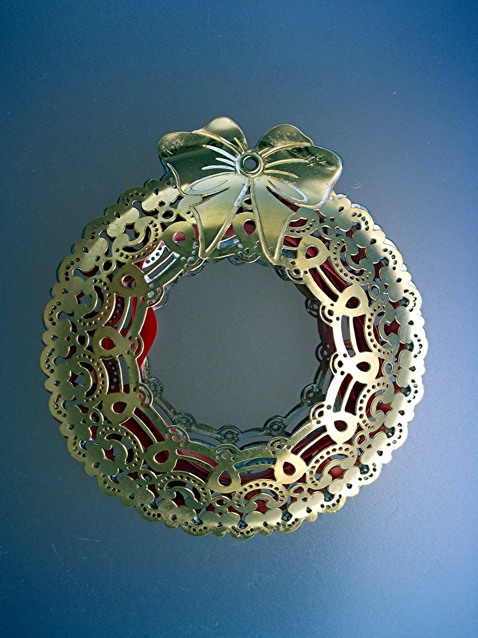 Christmas ornament metal wreath Silver and Gold color