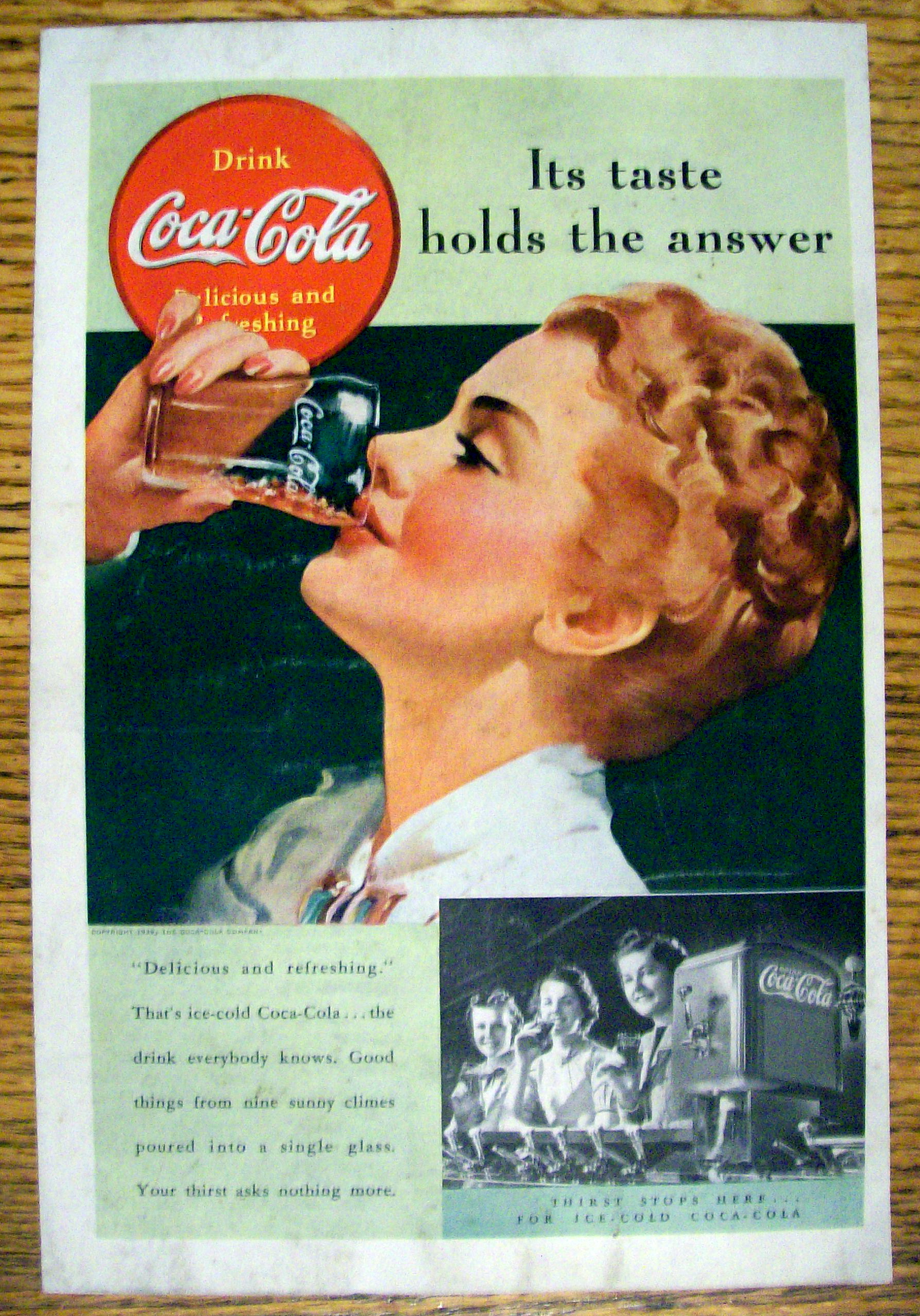 1939 Coca-Cola (Coke) with Woman Drinking Soda