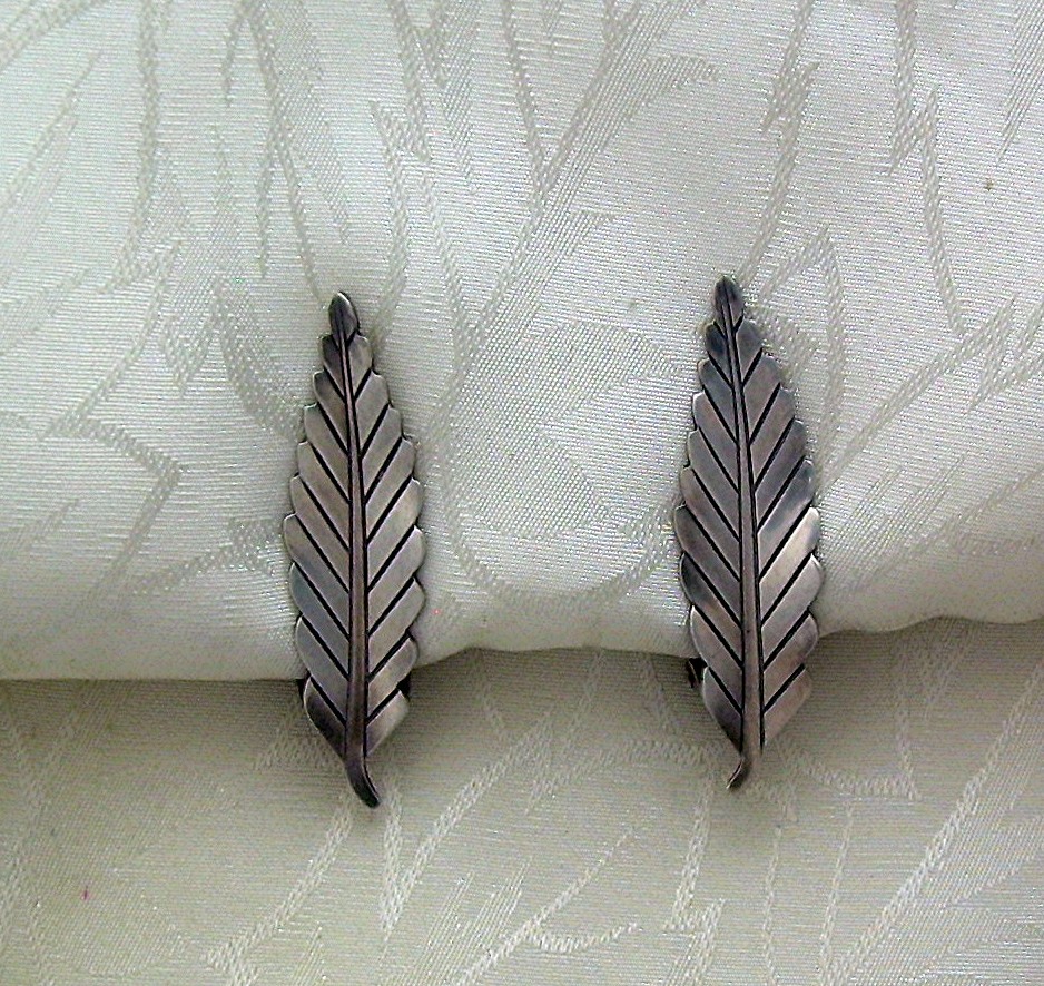 Sterling Silver Leaf Clip Earrings Denmark