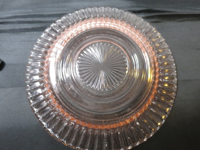 Coronation Banded Rib Saxon Pink Hocking Glass 6 inch cup plate